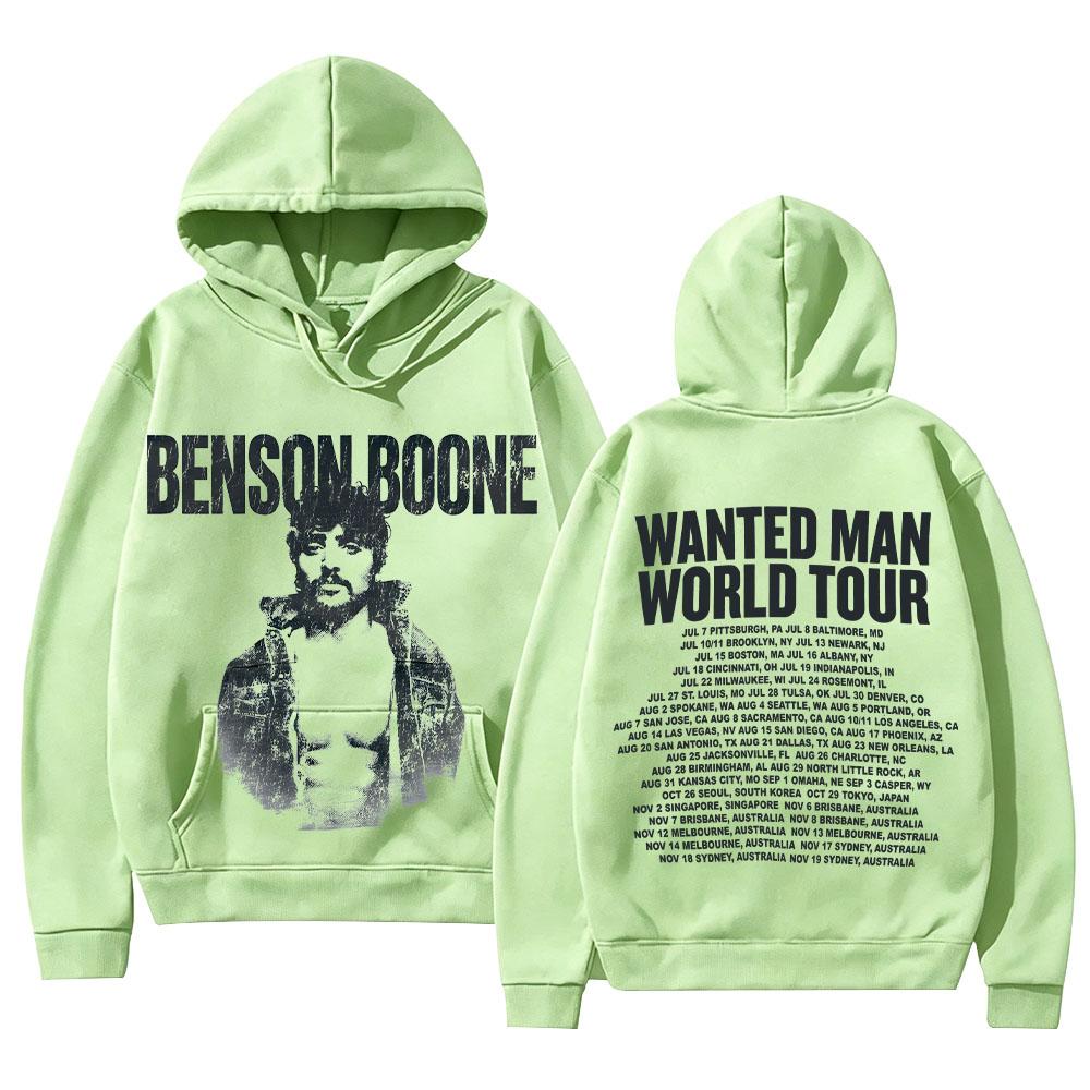 Benson Boone Merch Sweatshirts Wanted Man Asche Hoodie Mode High Street Kapuzenpullover Unisex Vintage Ästhetik Grafikdruck Pullover