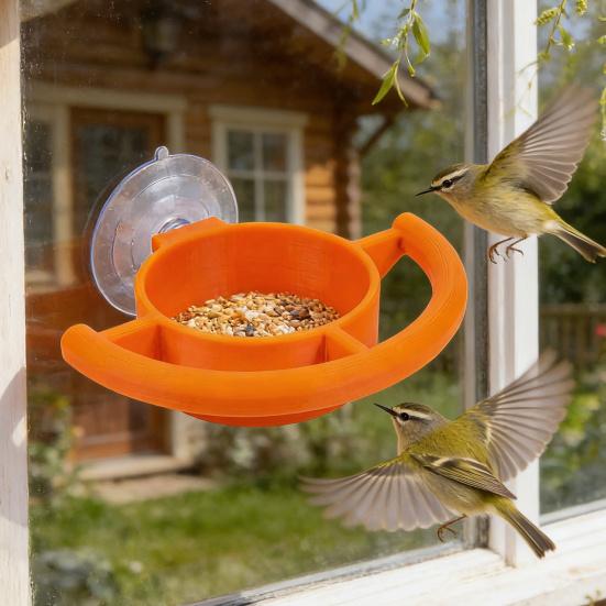Ptačí krmítko na přísavku do okna Průhledný plastový tác na ovoce želé semínka Snadná instalace Čisté venkovní krmítko pro pozorování ptáků na zahradě