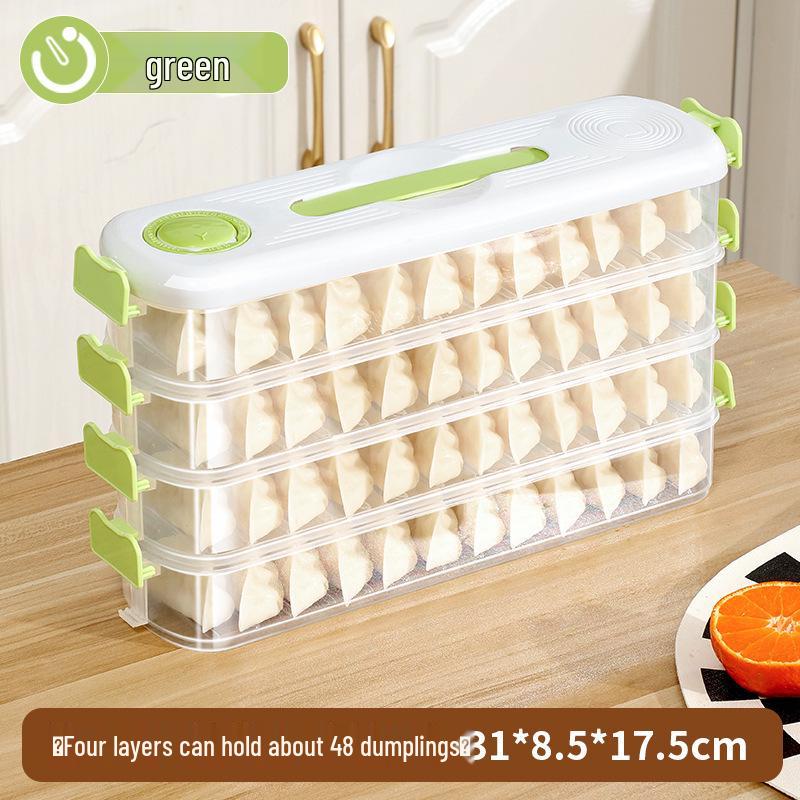 Multi-layer Wonton Storage Container with Lid, Stackable Fresh-Keeping Organizer.