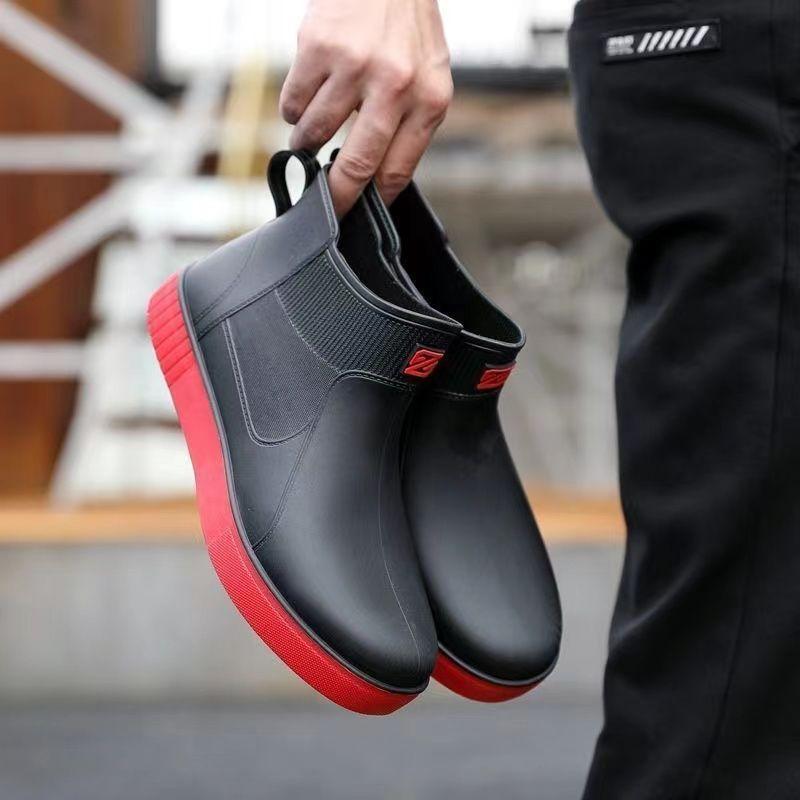 Stock Available Low-Top Thermal Gumboot Waterproof Rubber Boots Fabric Lining Upper Rain Boots