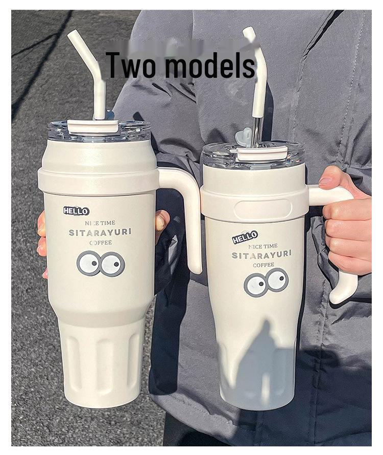 Large Capacity Straw Thermos Cup for Girls & Boys - Perfect for Outdoor Sports, Office, and Travel