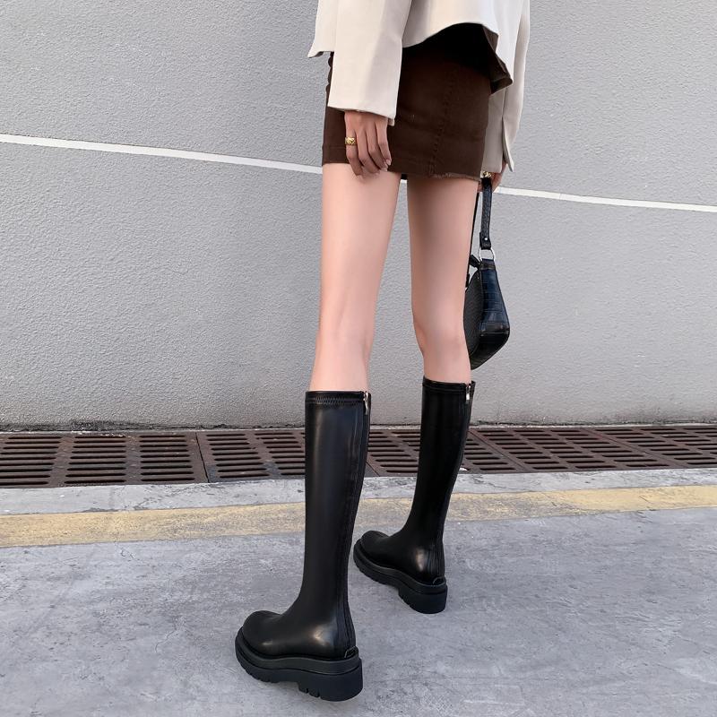 Platform Heel Women Knee-High Boots Fashion Comfort Soft Leather Shoes Autumn Winter Women's Knight Long Booties