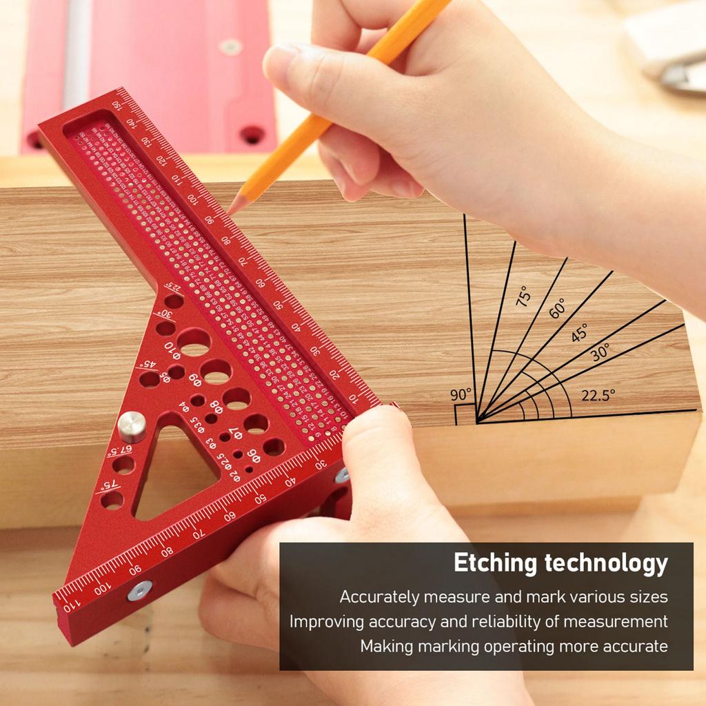 Metric Square Protractor Aluminum Miter Triangle Ruler 3D Multi Angle 90 Degree Layout Measuring Ruler Carpenter Square