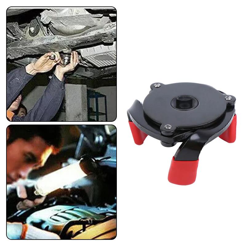 Universal 3 Jaw Adjustable Oil Filter Wrench, 65-100mm Range Heavy Duty Carbon Steel Removal Tool for Cars,SUVs&Trucks,Auto Repair Maintenance