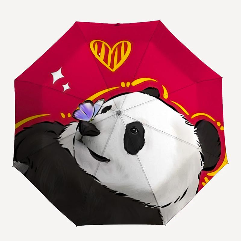 

1pc Panda Butterfly Automatic Folding Umbrella - 8-Rib Compact Travel Umbrella Durable & Portable for Outdoor Use, Perfect Gift for Birthdays036