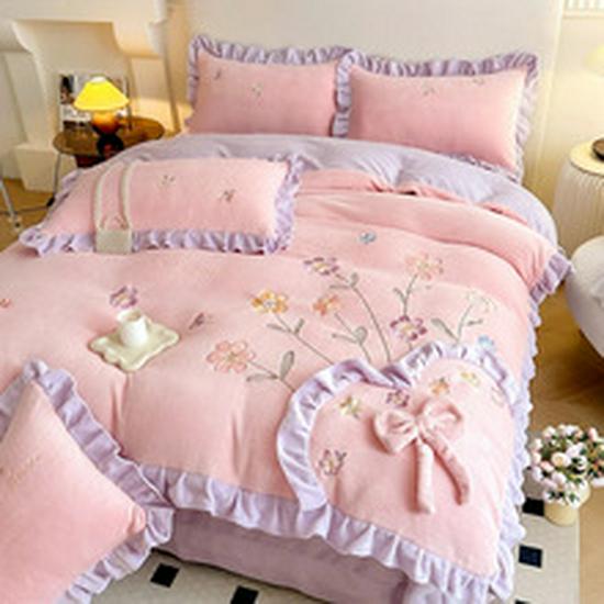 New Lamb Fleece Blanket - Solid Color, Double-Layer, Thickened Flannel for Children