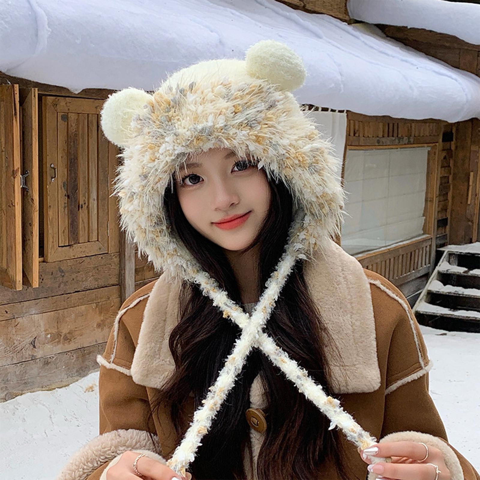 

Ladies Outdoor Warm Hat, Children s Cute Pullover Hat One Size белый