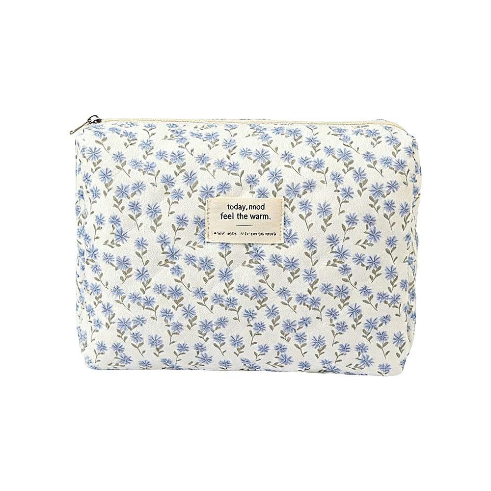Zipper Aesthetic Cosmetic Organizer Floral Printed Skincare Clutch Toiletry Bag  Travel Storage