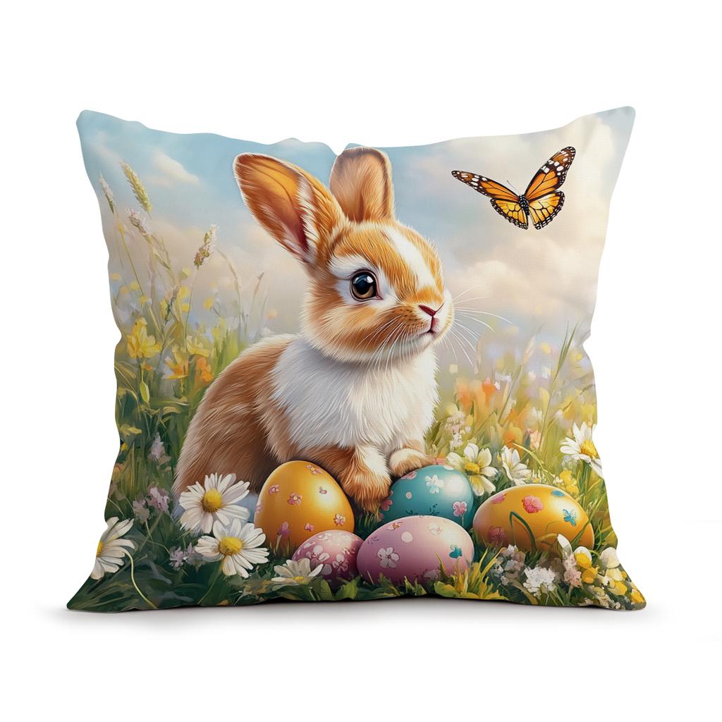 Easter Spring Bunny Cushions Pillowcase Polyester Cushion Cover Throw Pillow Pillowcover Home Car Sofa Decor