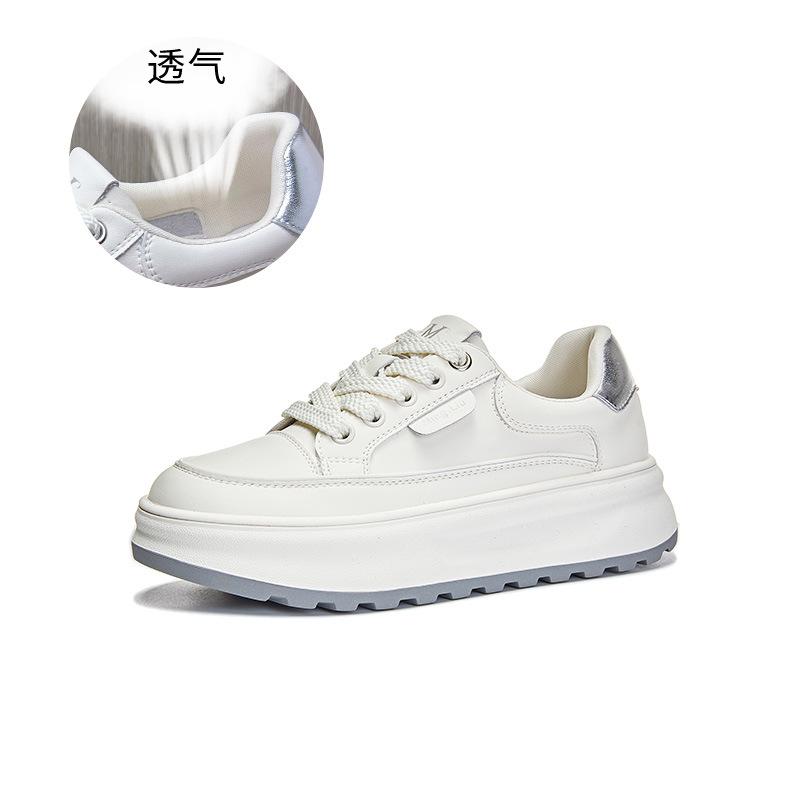 

Leather little white shoes women s 2025 spring new women s heightening platform shoes casual versatile board shoes women s sports women s shoes 35 серебряный
