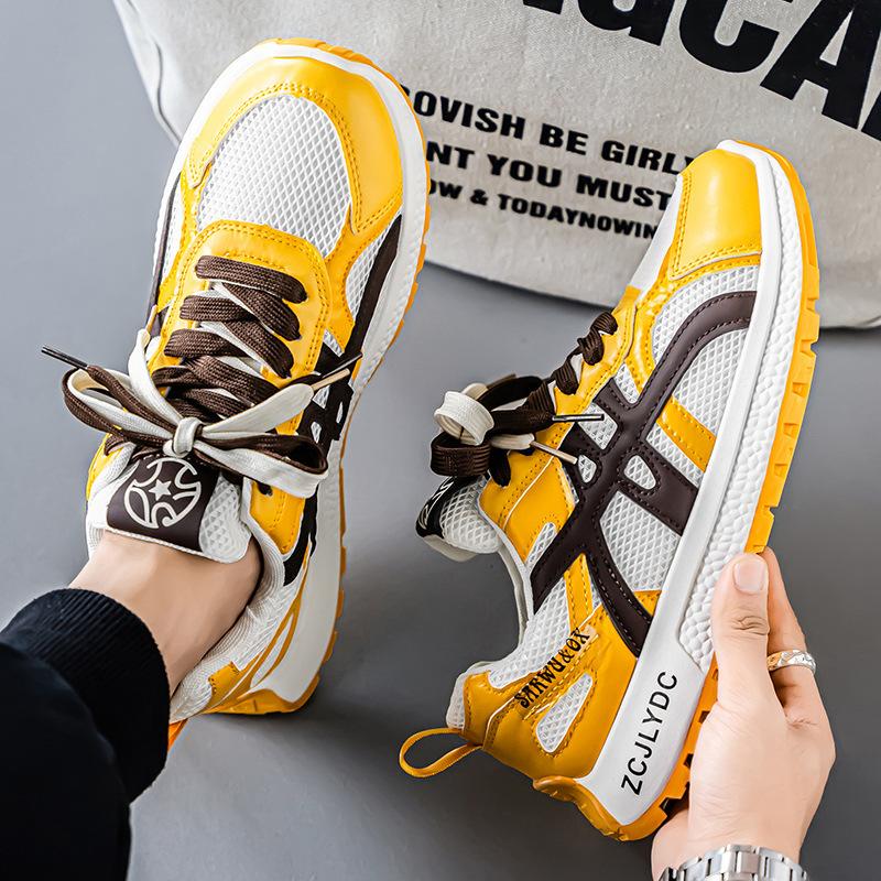 New summer men's shoes breathable mesh Forrest Gump shoes color matching thick-soled heightening shoes low-top versatile casual shoes