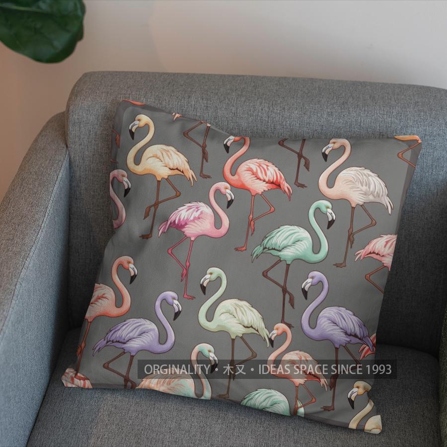 2D Flamingo & Peacock Pattern Decorative Pillow Covers Pattern Cushion Cover Suitable for Sofa Bedroom Car Pillow Cover