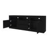 Mobile TV Alto Lucido 160*35*60cm con Illuminazione LED, 3 Scomparti Aperti, 2 Ante, 2 Cassetti, Controllo App Smart, per TV da 70 Pollici, Supporto TV Alto Lucido