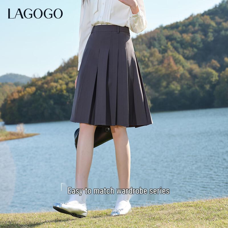 LAGOGO Elegant Pleated Midi Skirt M