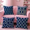 Navy Blue Cushion Cover Natural Linen Organic Fabric DoubleSided Printing Sofa Home Decor Gift Pillow Case