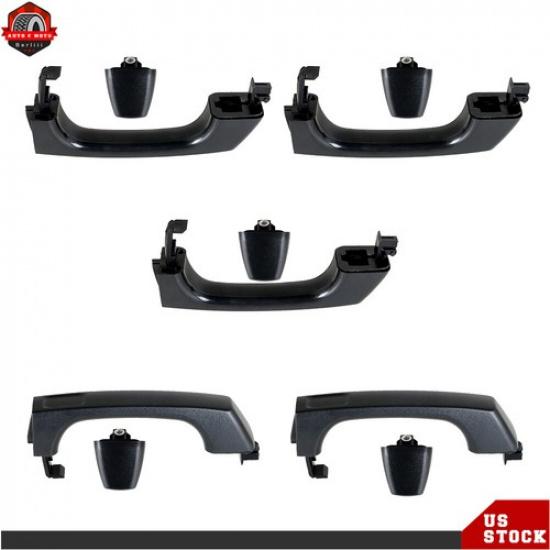 Fit For 2006-2010 Hummer H3 Exterior Outside Door Handle Set of 5 Black Plastic