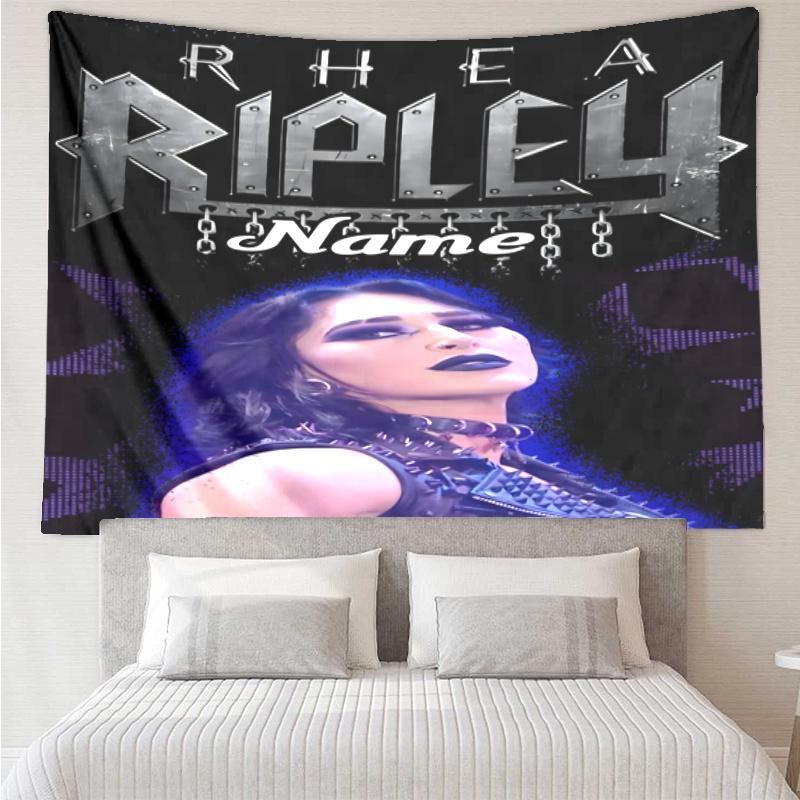 1PC Custom Name Dark Beauty Rhea Ripley Tapestry Hanging for Bedroom,Livingroom, Playroom,Decor Art Room Wall Tapestry Birthday Gifts