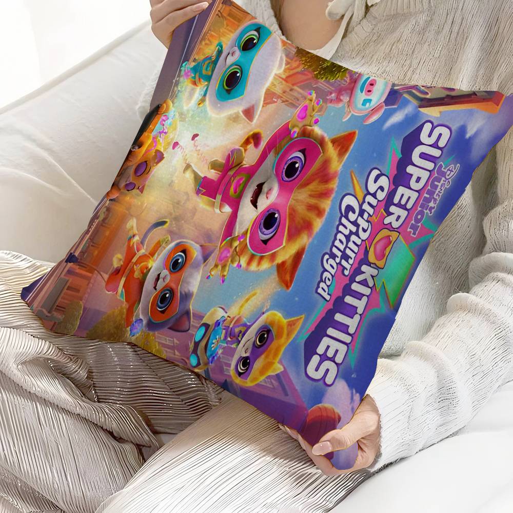J-Junior S-Super Kitties Office Cushion Pillowcase Car Cushion Cover45X45CM Lumbar Pillowcase Sofa Pillowcover