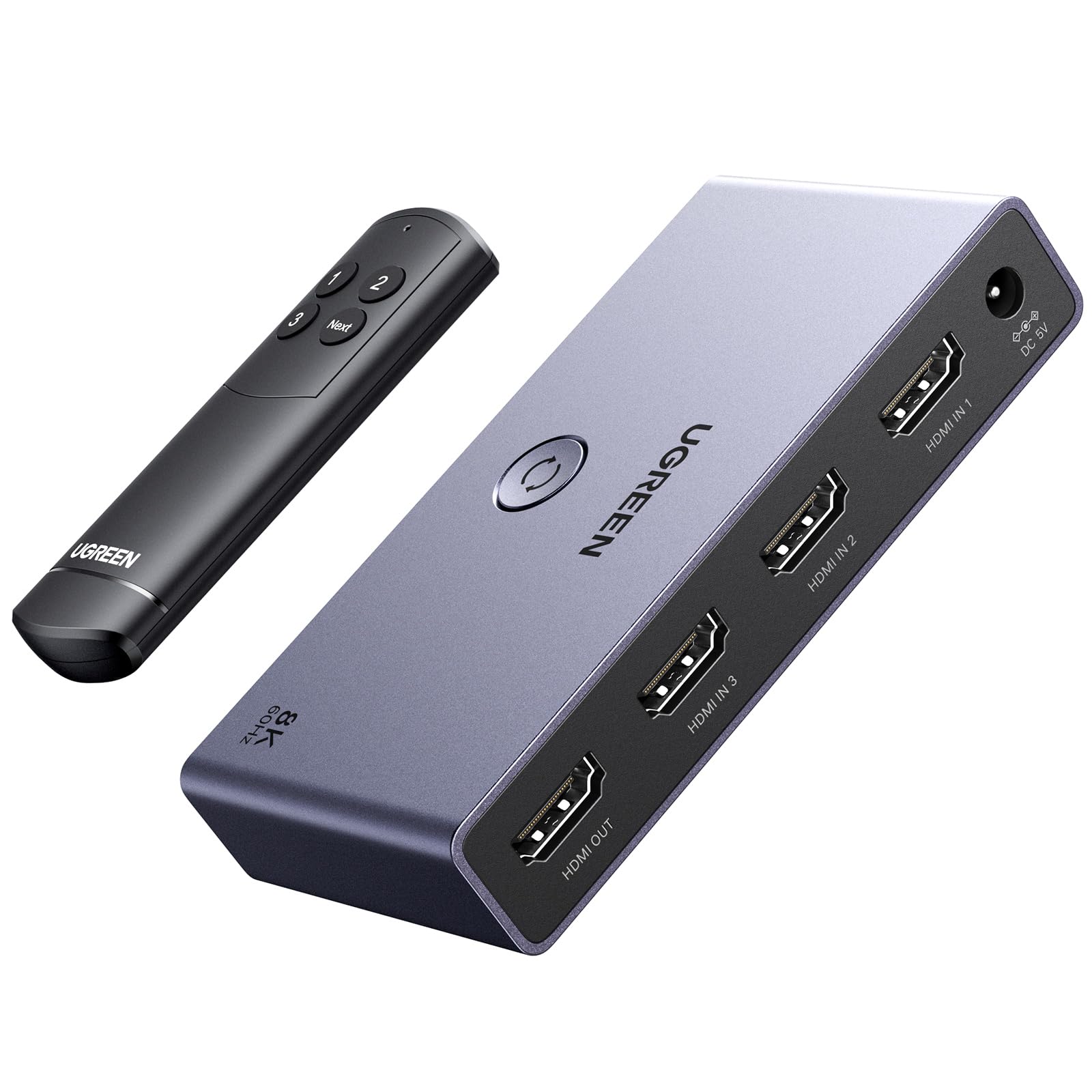 

UGREEN HDMI 3 HDMI with Remote HDMI HDCP with and Switcher, Inputs/1 Output, 8K@60Hz/4K@120Hz, Selector/Switch Control, 48Gbps, 2.1, 2.3 [Compatible