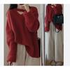 V-neck Knitted Sweater for Women Autumn and Winter Thick Design Lazy Style Sweater Top