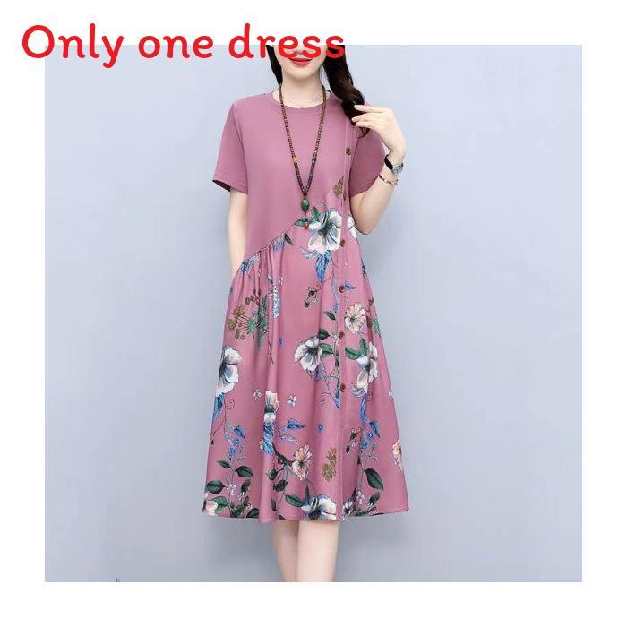 Vintage Floral Print A Line Dress With Button Front For Ladies Summer Casual Wear