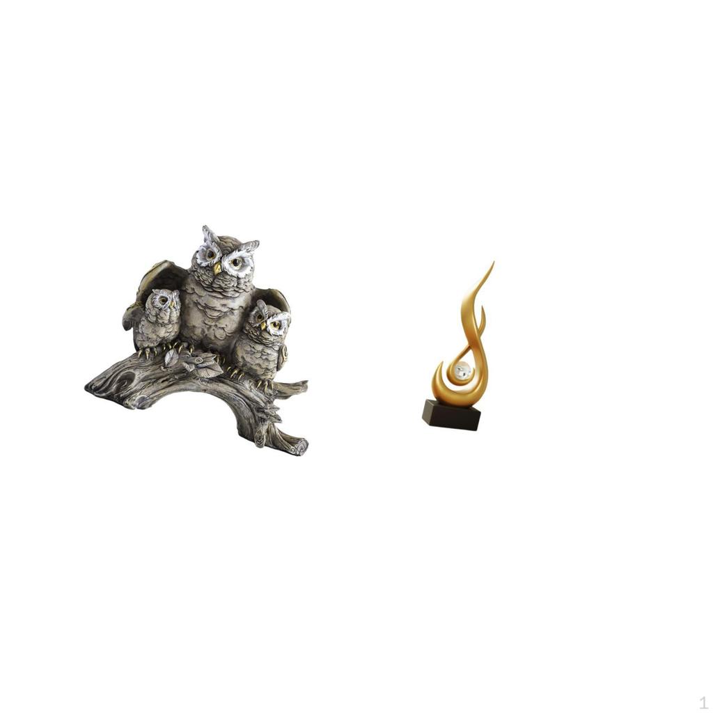 Modern Owl Fire Sculpture Figurine Tabletop Ornament Abstract Animal Resin Statue for Living Room