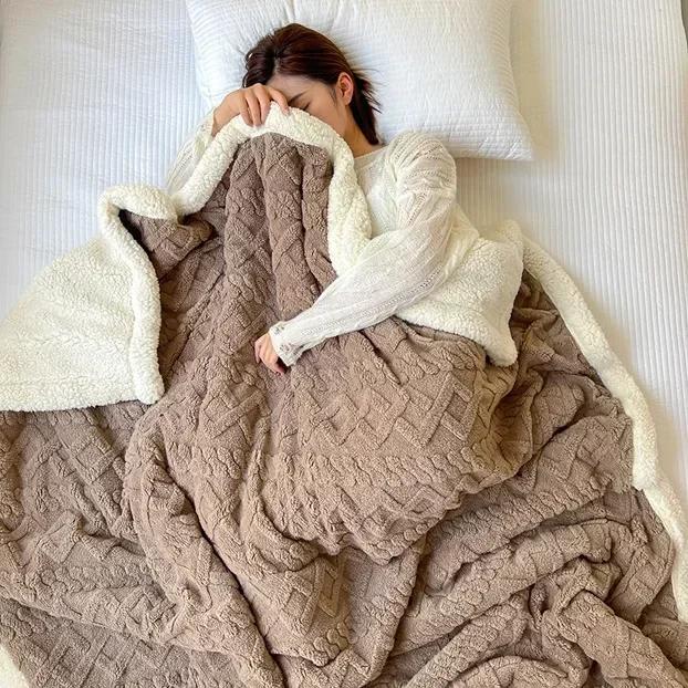 Single/Queen/Super King Thicker Fleece Throw Blanket for Bed or Sofa , Soft Plush Blanket