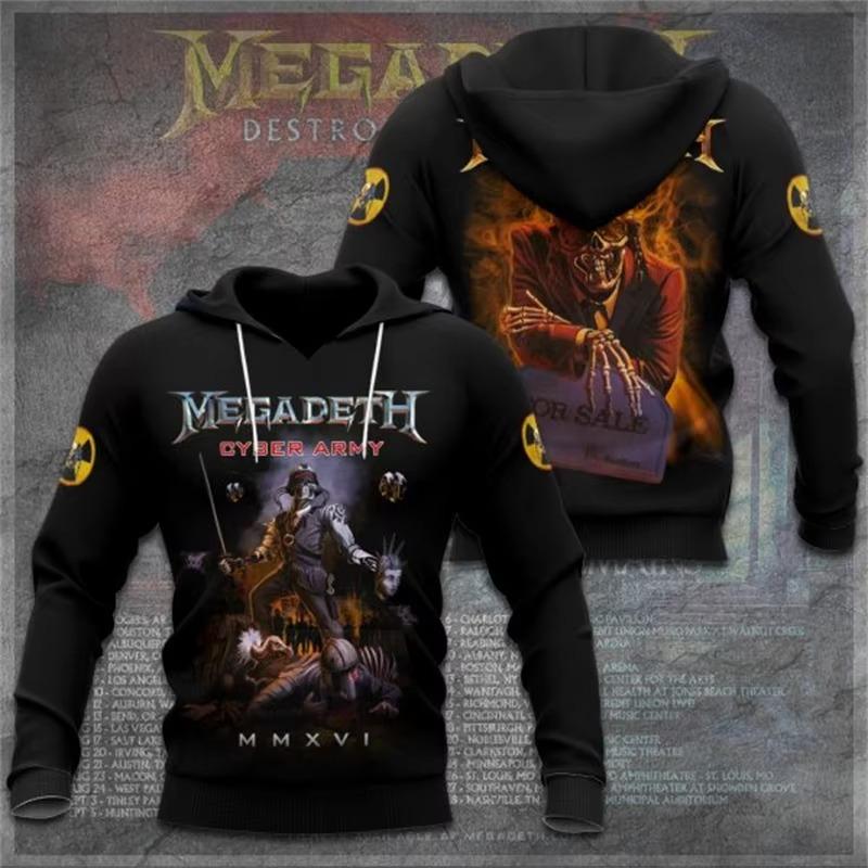 Rock Band Megadeth Hanorace cu Imprimeu 3D Bărbați Femei Modă Retro y2k Hanorac Grafic Hanorac Îmbrăcăminte Bărbați Trening Bărbați Cadou Fan
