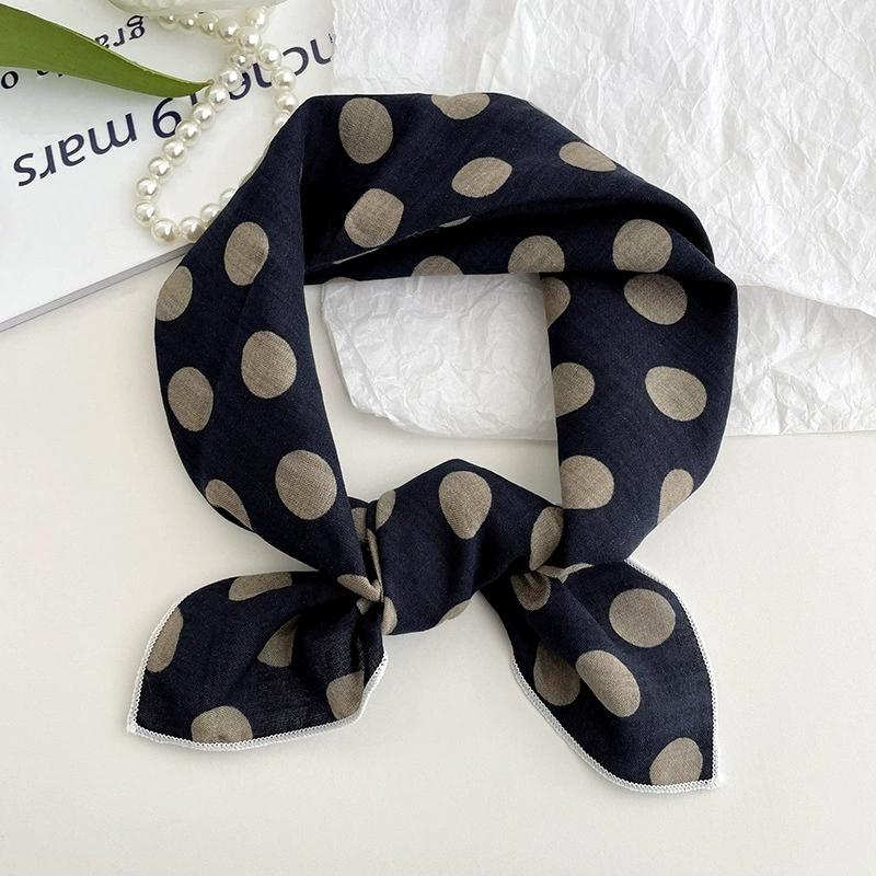 56cm Soft Retro Soft Cotton Square Scarf for Women Neckerchief Cotton Headscarf Floral Printed Small Scarf Hijabs