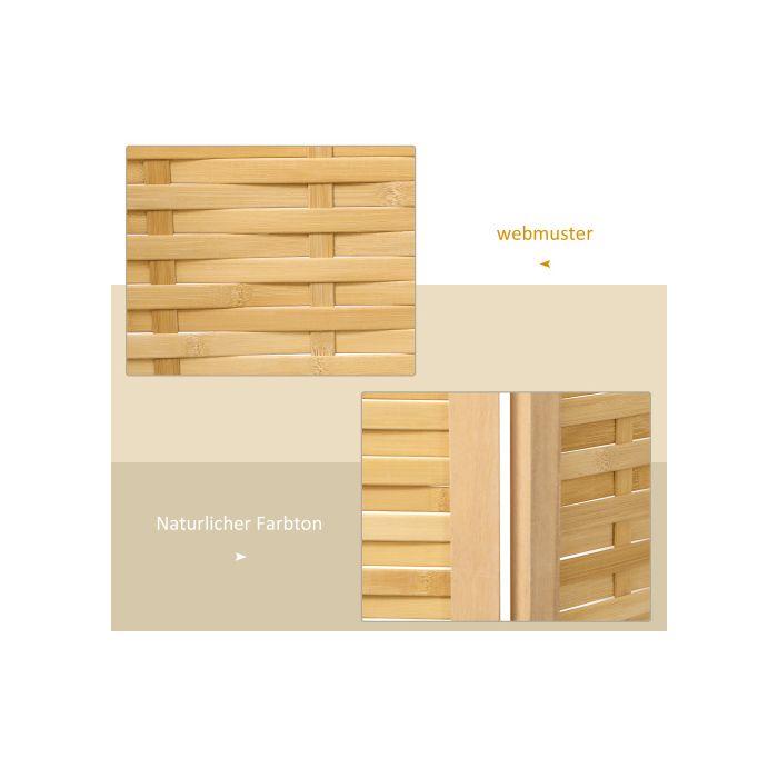 Screen - HOMCOM - 3 Panels - Bamboo - 120x170 Cm - Indoor