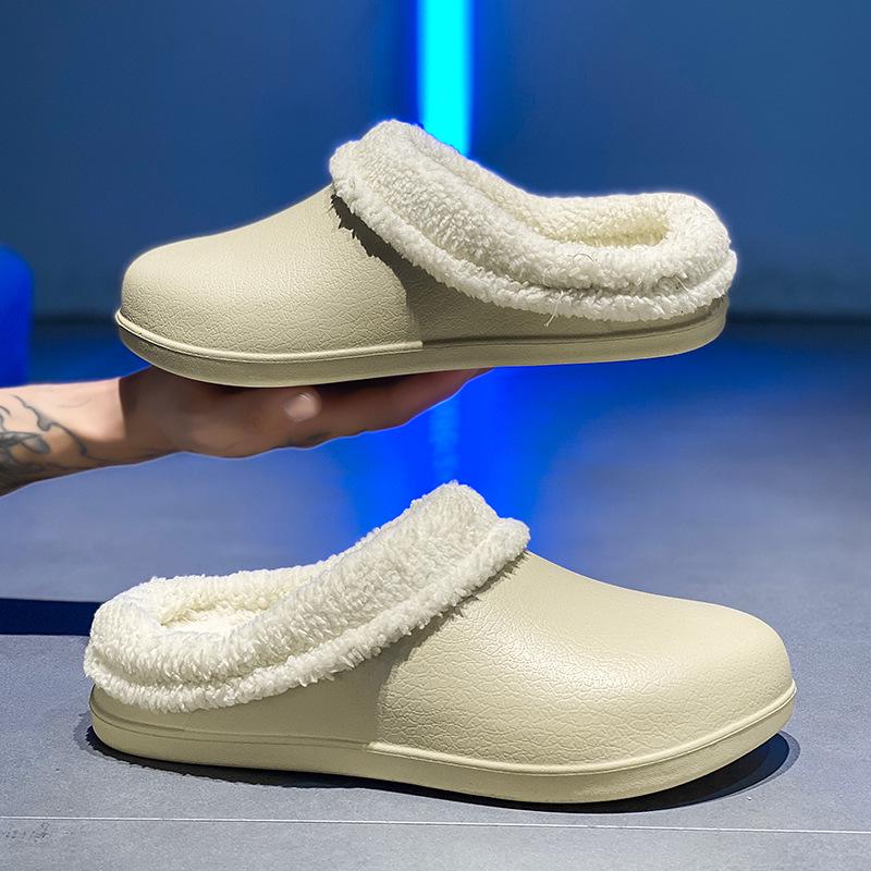Women's Fleece-Lined Cotton Slippers: Warm, Non-Slip, Waterproof, Plus Size Winter Footwear for Couples