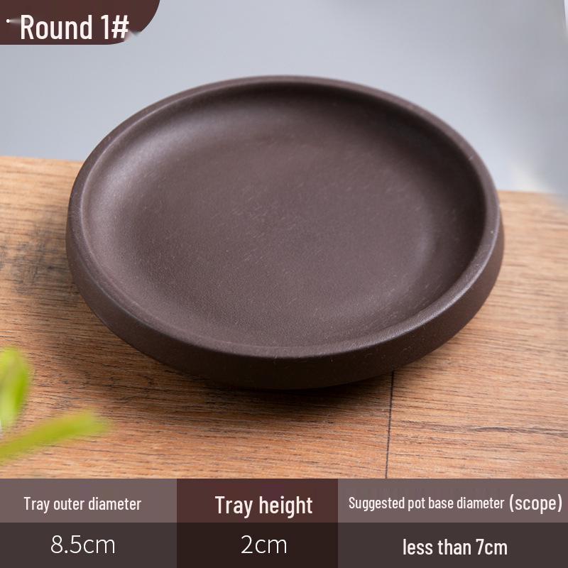 Purple Clay Ceramic Flower Pot Tray - Rectangular/Round Base for Water Catching Bonsai