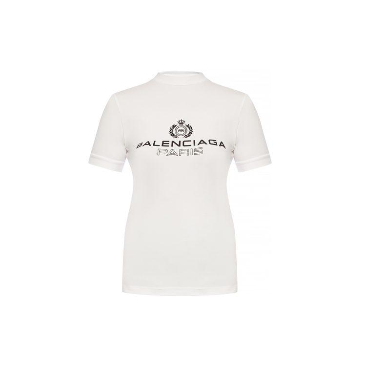 Balenciaga T Shirts Women's White Crew Neck Moderate Straight Fit 594603TGV479000