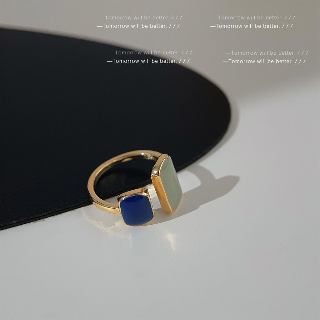 

Ретро Цветной Блок Регулируемое Кольцо с Масляной Каплей - Модное Нишевое Кольцо на Палец Открытого Дизайна