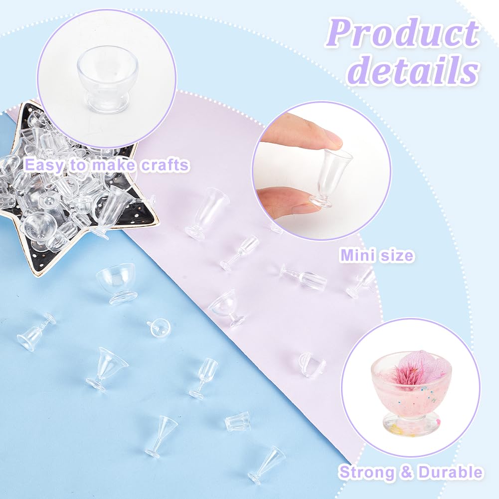 OLYCRAFT Mini-Tasse Mini-Plastikbecher Mini-Dessert Mini-Trinkglas Küchen-Dekoration Miniatur-Puppenhaus Zubehör 68-teilig