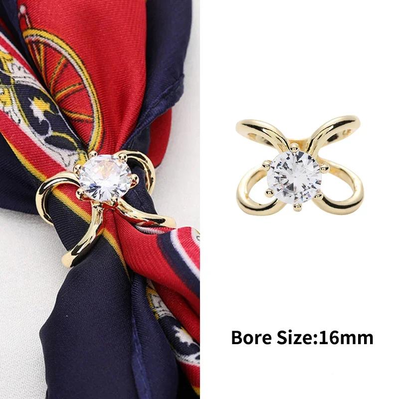 new Accessories Gifts Concise Fashion X Shape Metal Brooches For Women Simple Cross Crystal Scarf Clip Bow Buckle Holder Shawls