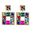 European & American Fashion Multilayer Colored Diamond Square Earrings