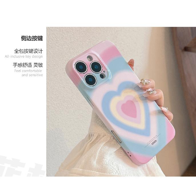 Girl's gradient heart case suitable for iPhone 16, Apple 17 Pro Max, soft film, full coverage for 13, Korean style for 15