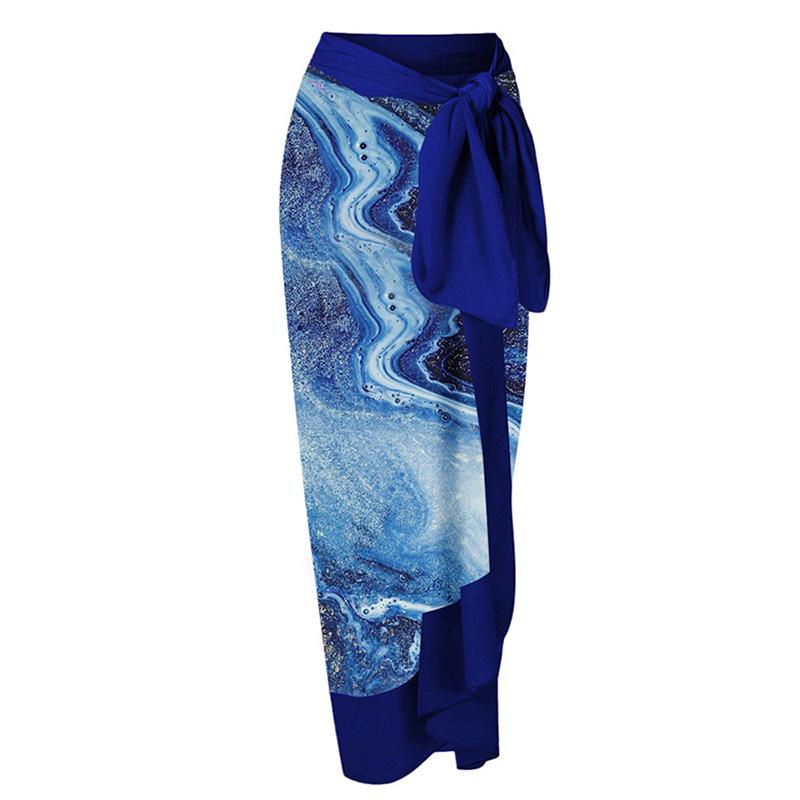 

Пляжное платье с завязками и абстрактным принтом - Праздничный стиль One Size темно-синий