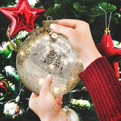 Glazen Kerstbal Ornamenten Tafelblad Kerstversieringen Kristallen Bol Warm Wit LED Licht Kerst Decoratieve Lamp Huisdecoratie