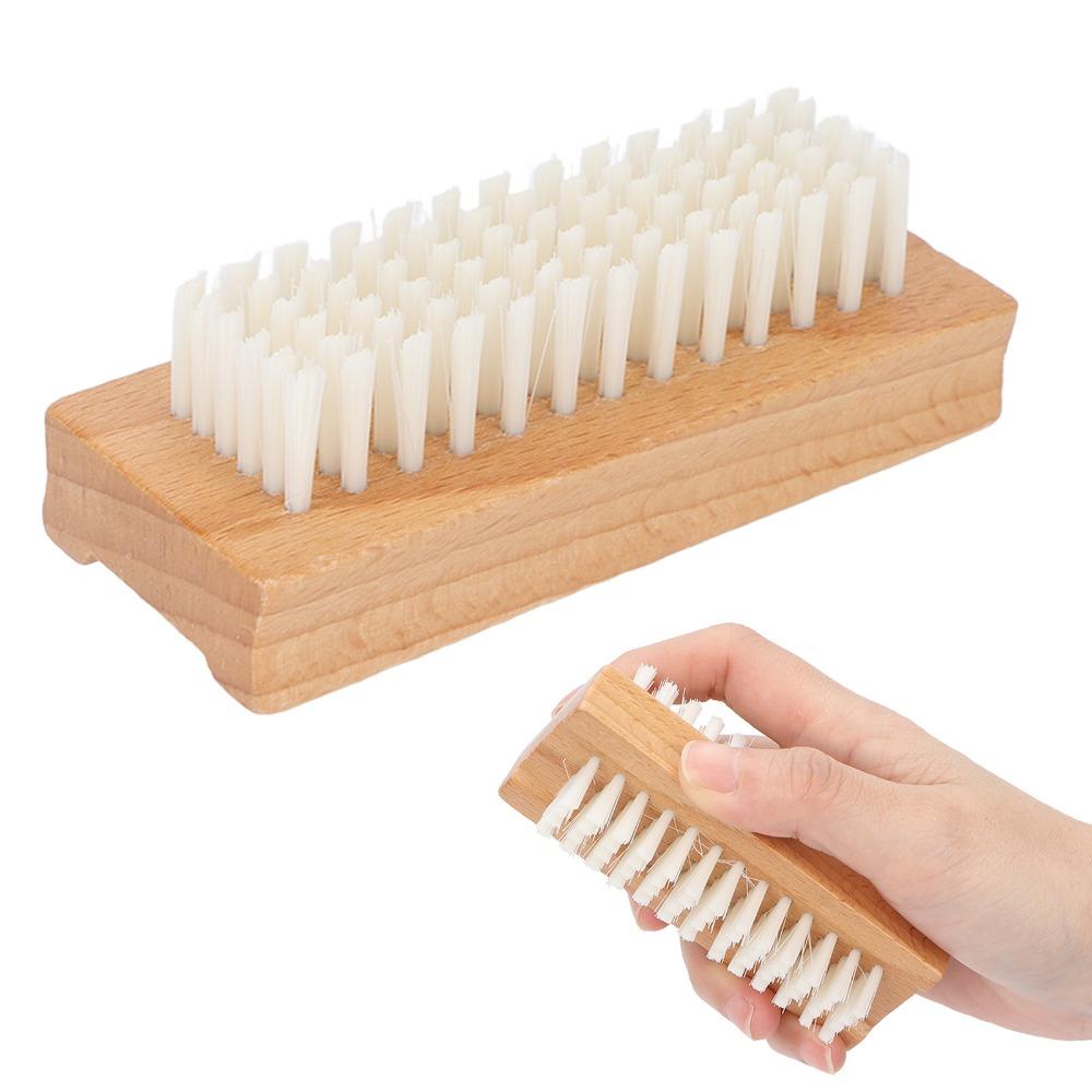 Nylon Bristles Wooden Manicure Brush Fingernail Scrub Brush Manicure Pedicure Care