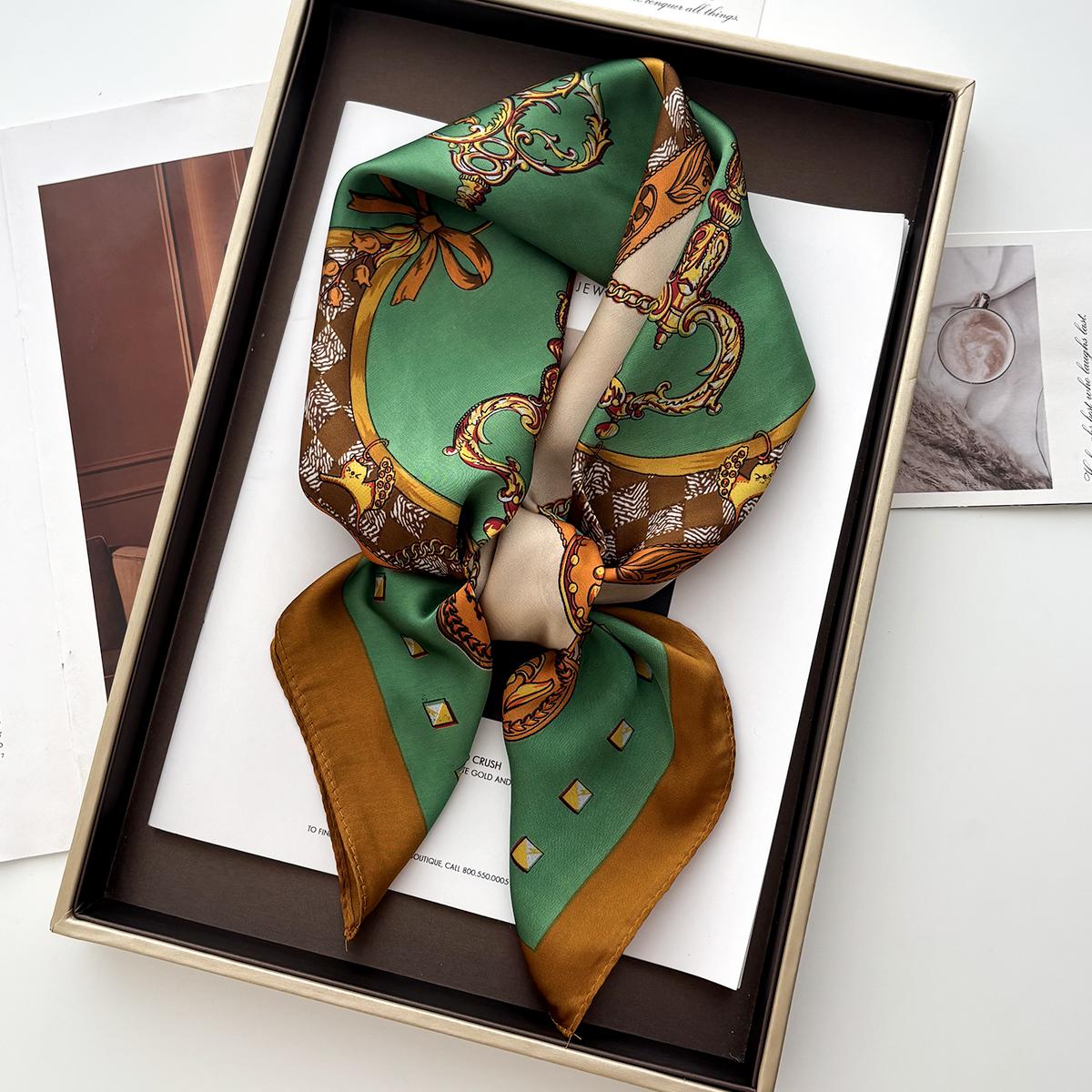 

Роскошный шелковый квадратный шарф для женщин с принтом, платок, мягкая атласная повязка для волос, ленты для рук/сумки, фуляр, головной хиджаб, шейный платок, повязка на голову 70x70cm