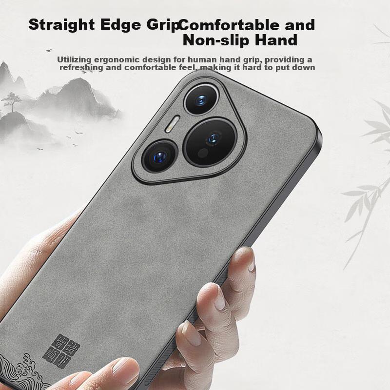 Case for Huawei Pura70Pro, P70Pro+ Protective Cover, Full Lens Protection, Ultra-Thin, Shockproof, Luxury Lambskin, Simple Creative Lambskin, Black