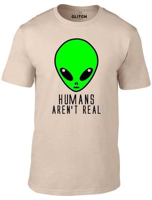 Humans Aren't Real Men's T-Shirt Mens Womens Tees Top - Funny Alien Science Fiction Tee Invasion UFO