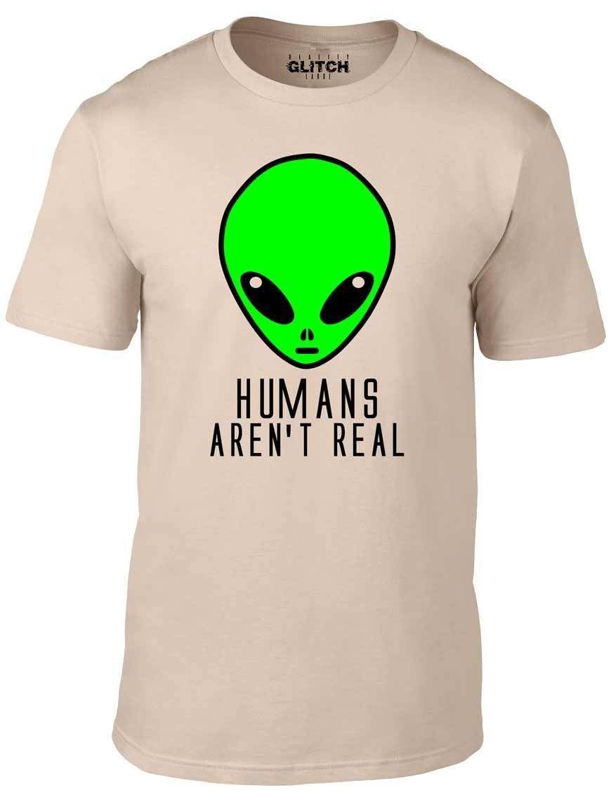 Humans Aren t Real Men s T-Shirt Mens Womens Tees Top - Funny Alien Science Fiction Tee Invasion UFO M