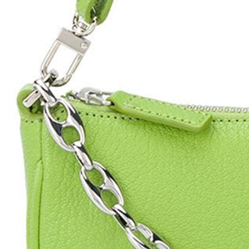 By Far Mini Rachel Vintage Grain Zipper Closure Sheepskin Chain Shoulder Bag Women handbags Pistachio-Green 20FWMIRAPSGRLSMA