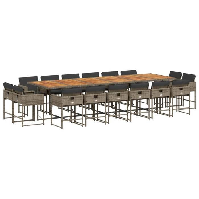 VidaXL 17-piece Garden Dining Set and Cushions Braided Resin 3278197