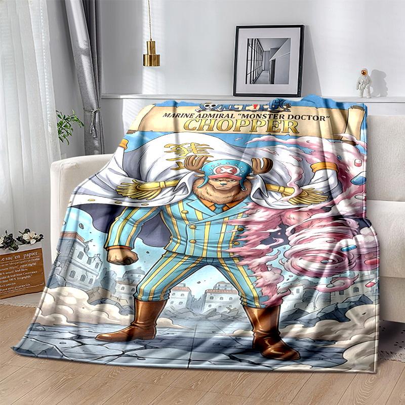 1pc One Piece Marine Admiral Chopper Soft Throw Blanket Flannel All Season Light Weight Living Room/Bedroom Warm Blanket. M7270137