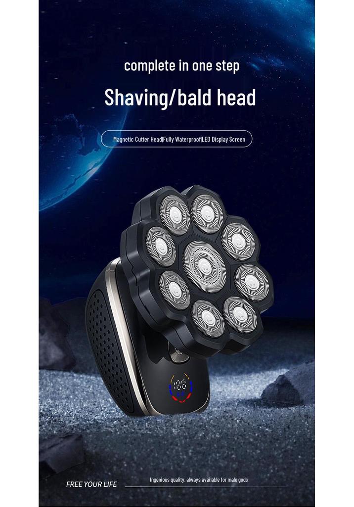 9D Electric Shaver for Men: Waterproof Razor with Digital Display, Magnetic Blade, Bald Head & Beard Trimmer