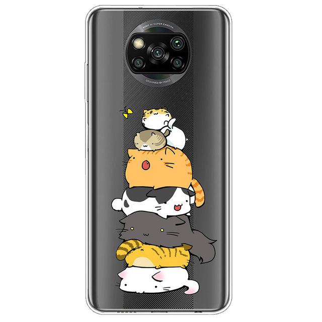 For Xiaomi Poco X3 NFC Case TPU Silicone Soft Cartoon Clear Case for Poco X3 Pro Phone Cover PocoX3 Pro Global Transparent Coque